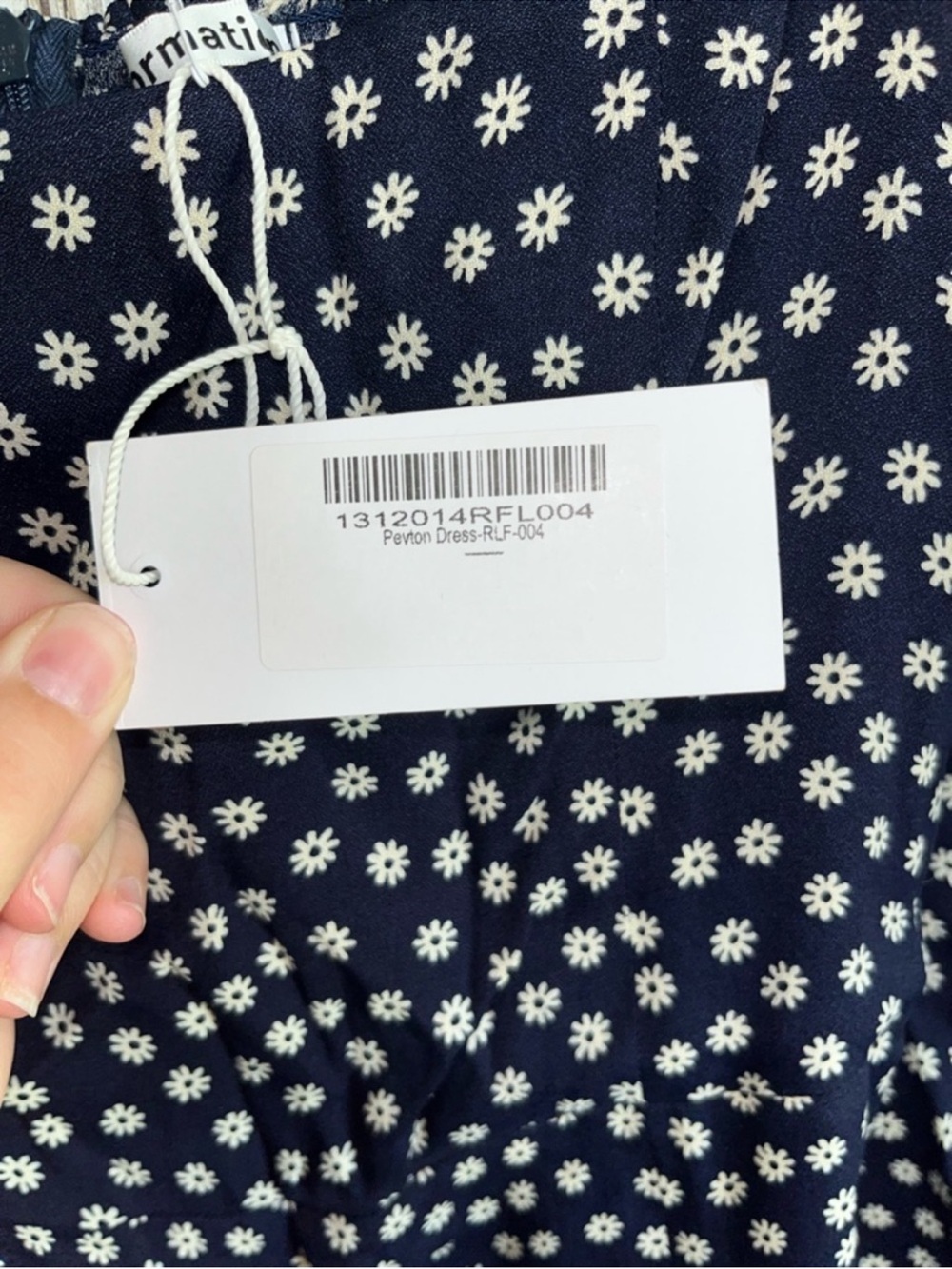 Reformation Peyton Dress Navy Polka Dot Midi Long Sleeve Square Neck Side Slit 4 - Picture 5 of 6